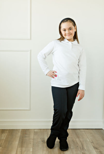 Polo blanc à manches longues enfant - ISJ004E