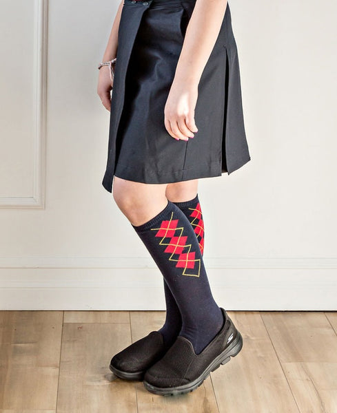 Chaussettes hautes à carreaux, paquet de 3 enfant - HFM203E