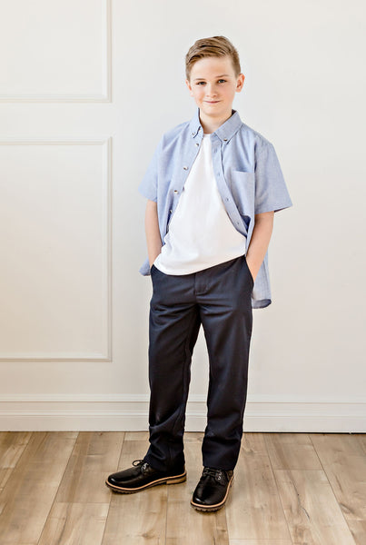 Chemise bleu à manches courtes junior - EMO106J