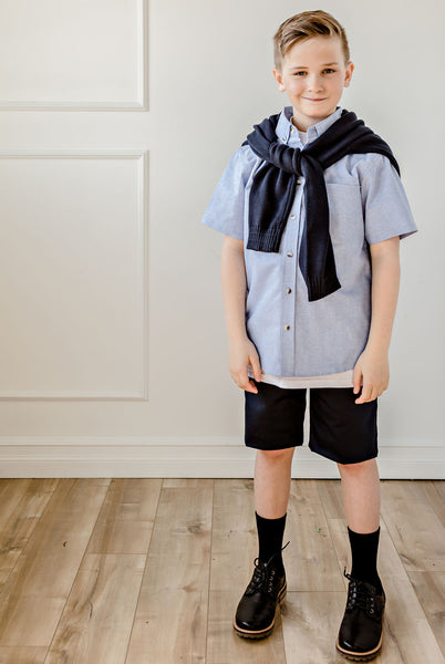 Chemise bleu à manches courtes junior - EMO106J