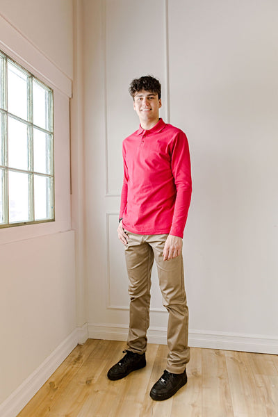 Polo rouge à manches longues enfant - CFL113E